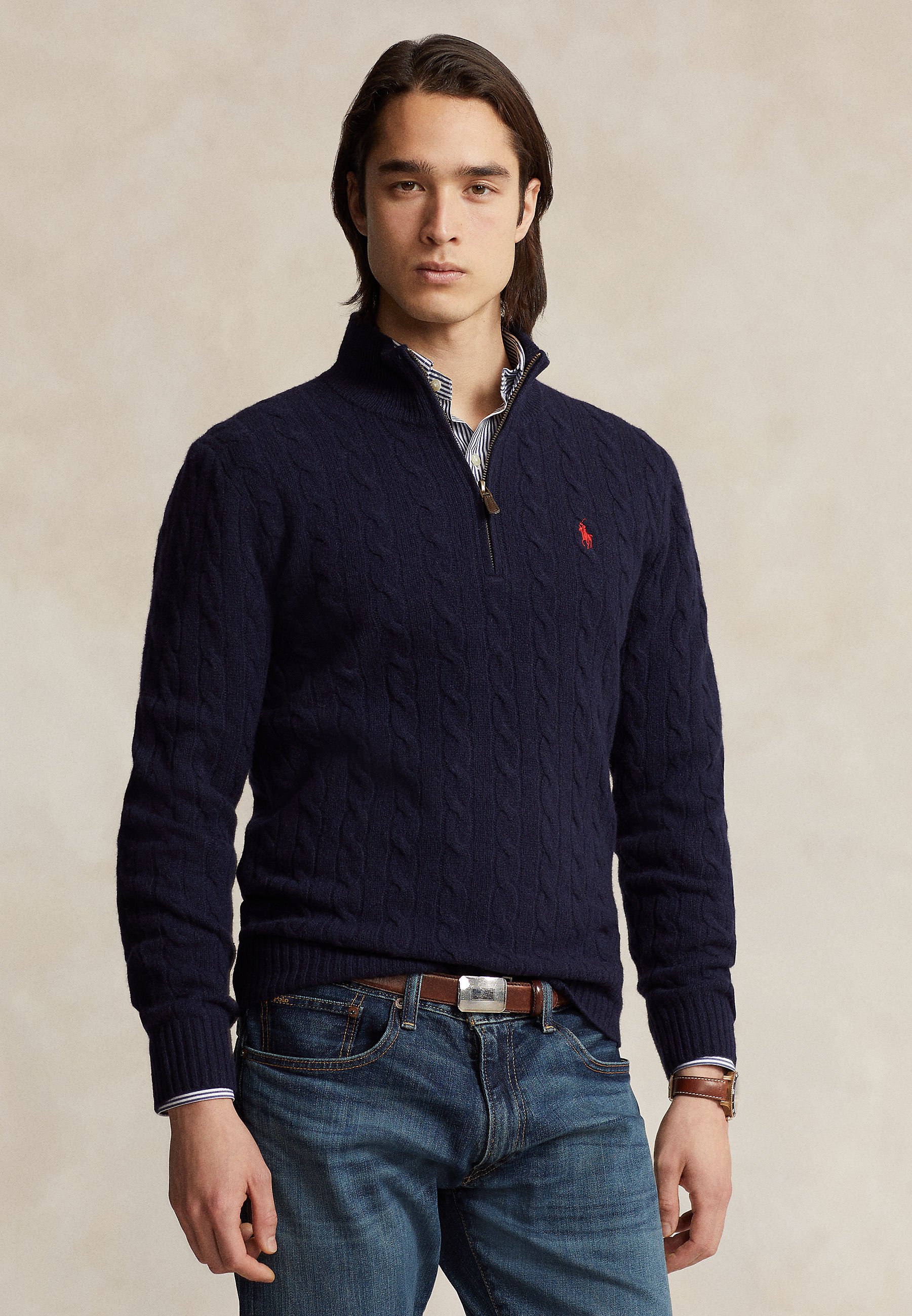 Polo Ralph Lauren CABLE-KNIT QUARTER-ZIP SWEATER - Jumper - hunter