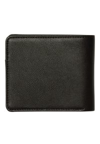 Billetera de piel negra con superficie texturizada, forma rectangular y bordes rectos. Sin herrajes o acentos visibles.