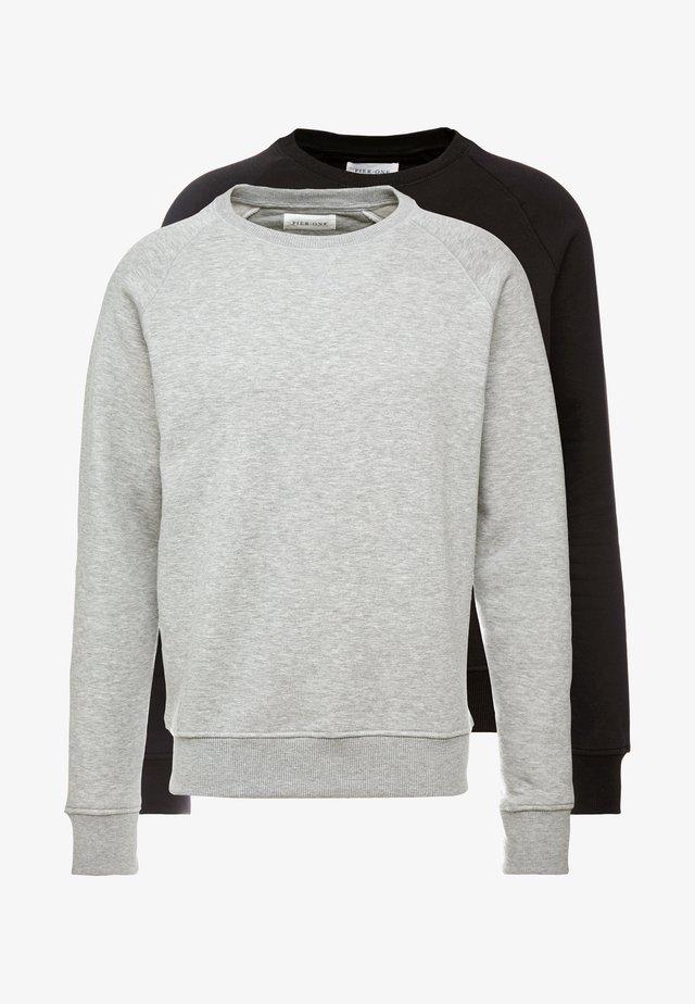 2 PACK - Sweatshirts - mottled light grey/black