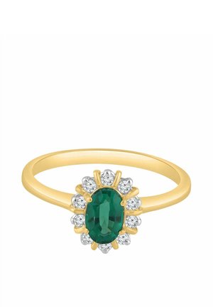 DIAMONDS AND CREATED EMERALD - Sormus - yellow gold-coloured