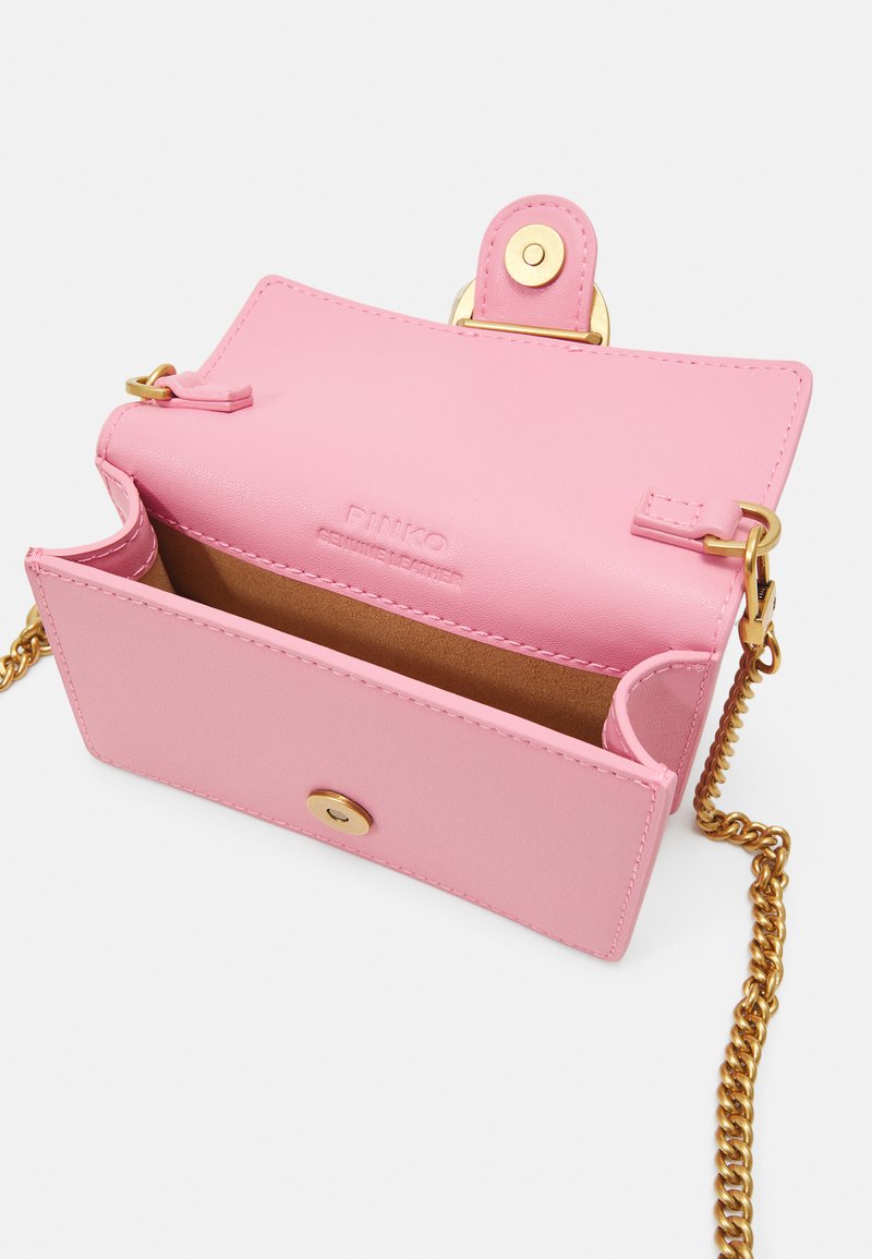 Bolso De Mano Pinko Micro Love Bag Fucsia/Dorado, Estampado De