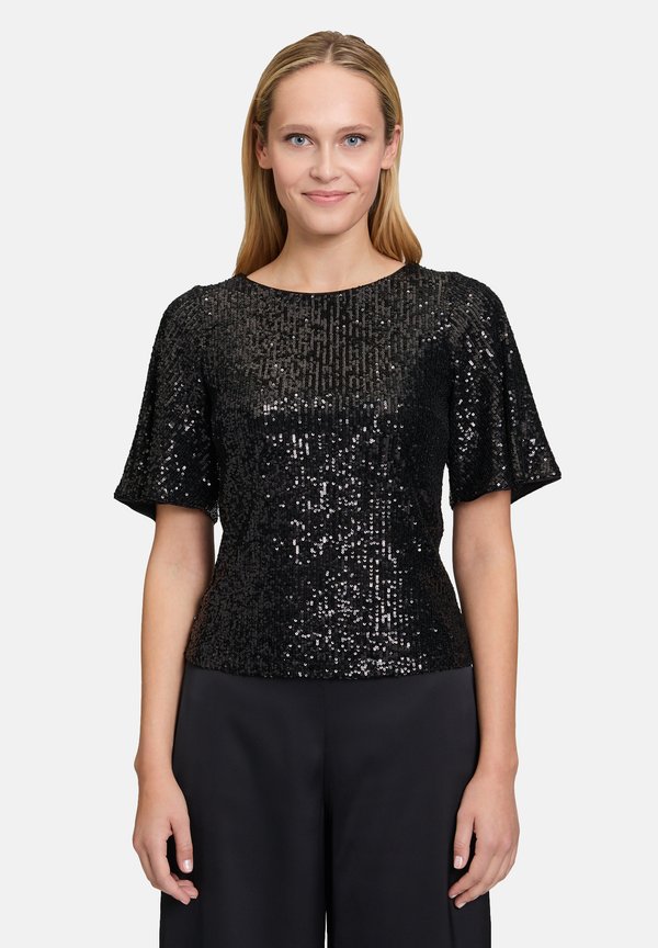 PAILLETTEN MIT FLÜGELÄRMELN - Bluse - schwarz