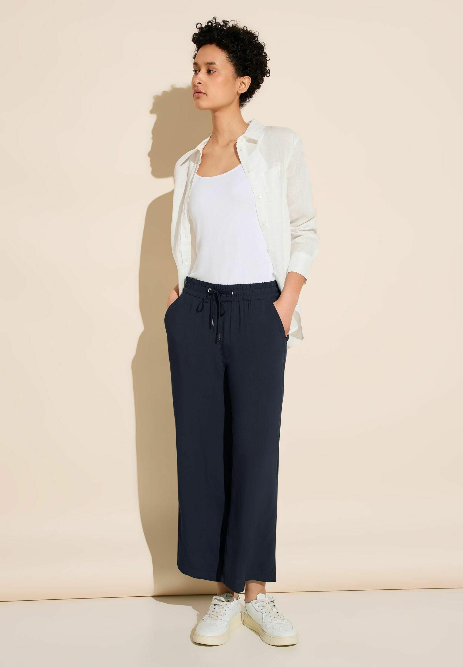 Street One Pantaloni Larghi Donna Con Tasche – Vita Media, Cinta Elastica E Coulisse, Cotone Elasticizzato