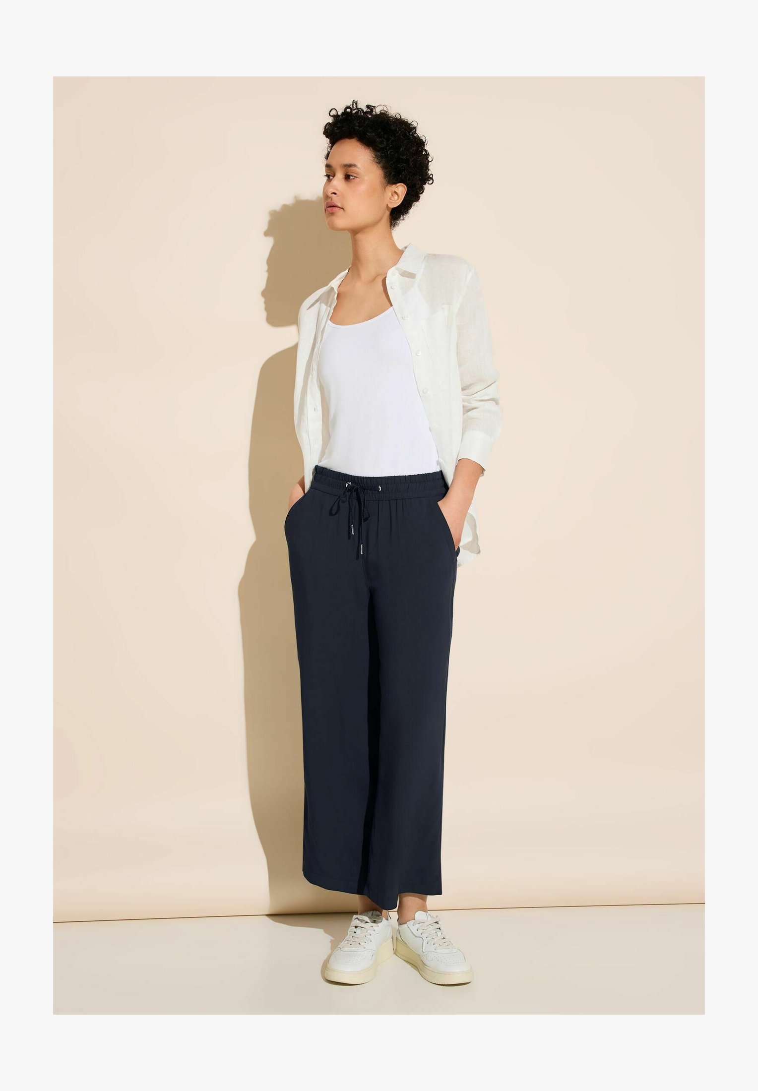 Street One Pantaloni Larghi Donna Con Tasche – Vita Media, Cinta Elastica E Coulisse, Cotone Elasticizzato