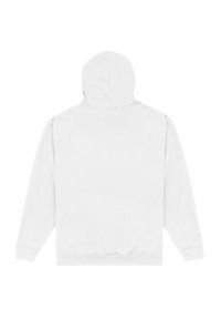 Witte hooded sweatshirt met lange mouwen, zachte textuur, geribde manchetten en zoom, met een naadloos ontwerp aan de achterkant.