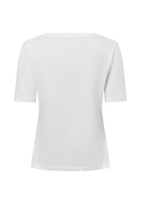 White cotton t-shirt with a round neckline and short sleeves. The design features a clean, smooth texture with no embellishments.