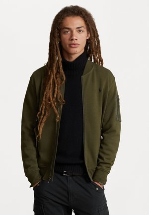 DOUBLE-KNIT BOMBER JACKET - Zip-up sweatshirt - company olive