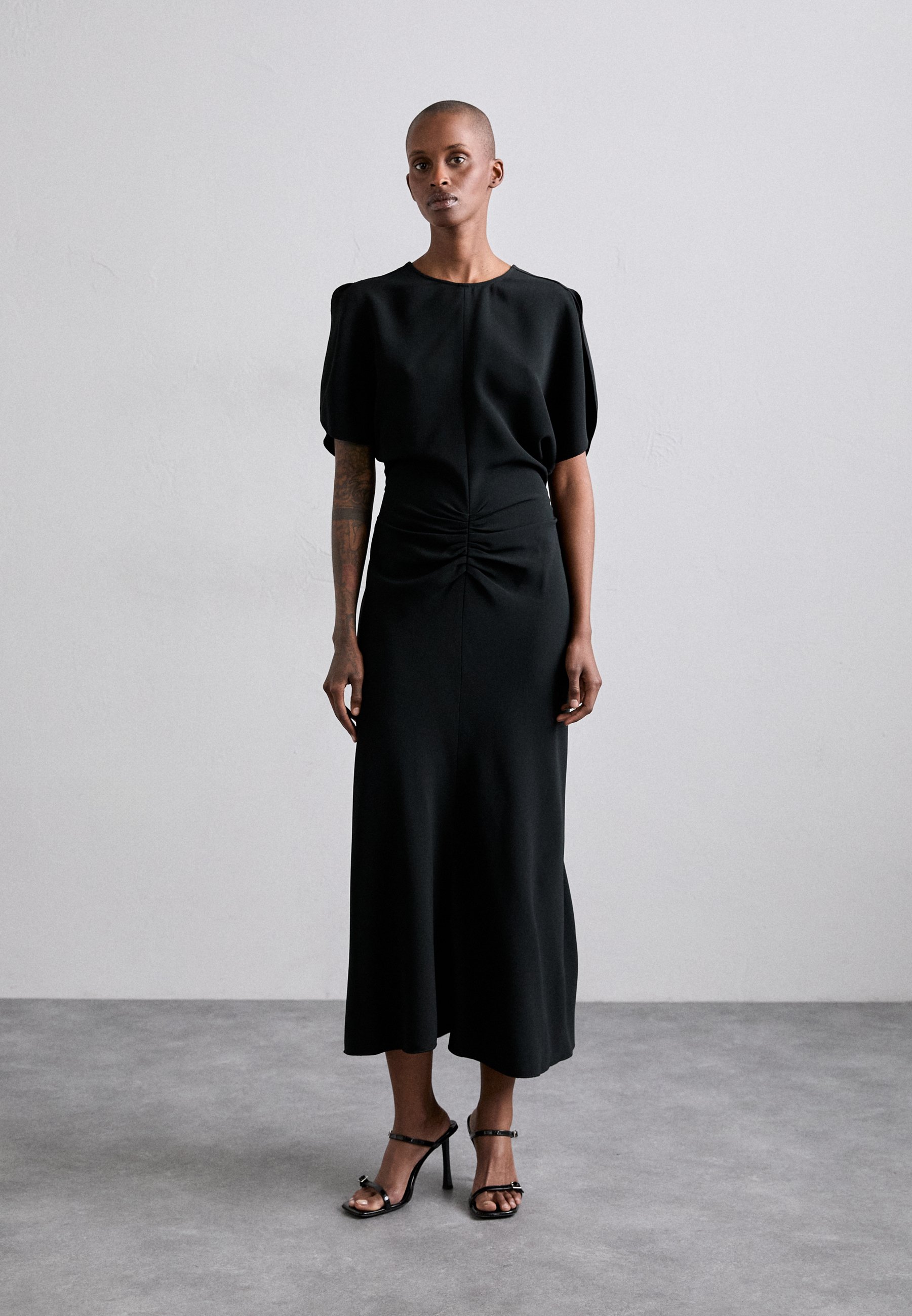 knee length dresses for ladies Gathered Waist Midi Dress in Port main image 0