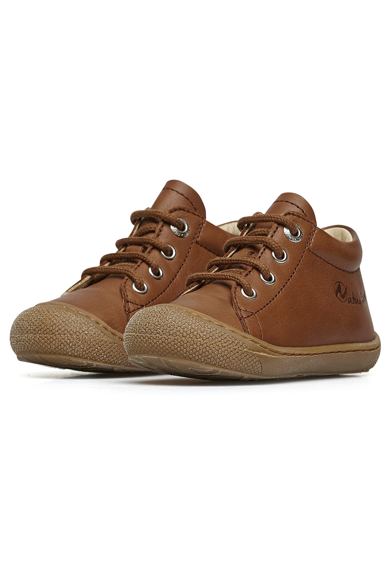 Chaussures Petite Enfance Naturino Cocoon Garçon - Daim Gris | Semelle Caoutchouc Antidérapante | Lacets Orange