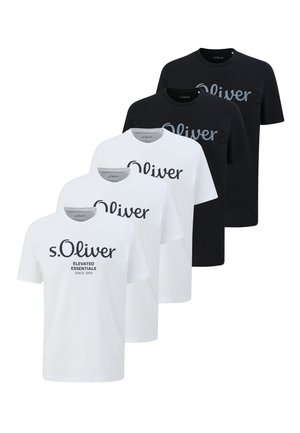 5 Pack - T-shirt con stampa - weiß   schwarz