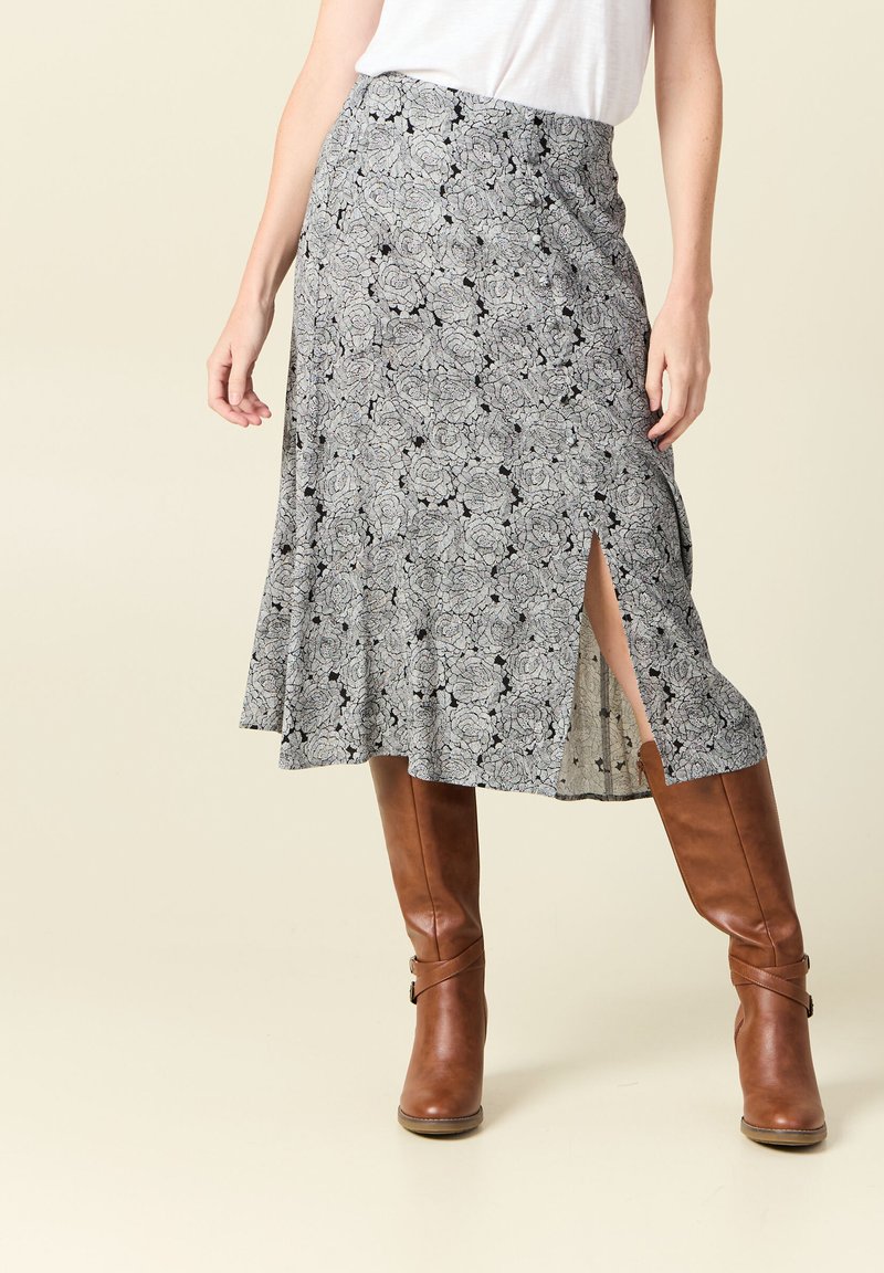 BONOBO Jeans MIDI  - Falda acampanada - noir