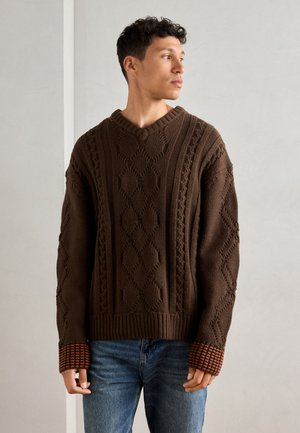 V NECK LOOSE FIT PULLOVER - Pulover - demitasse
