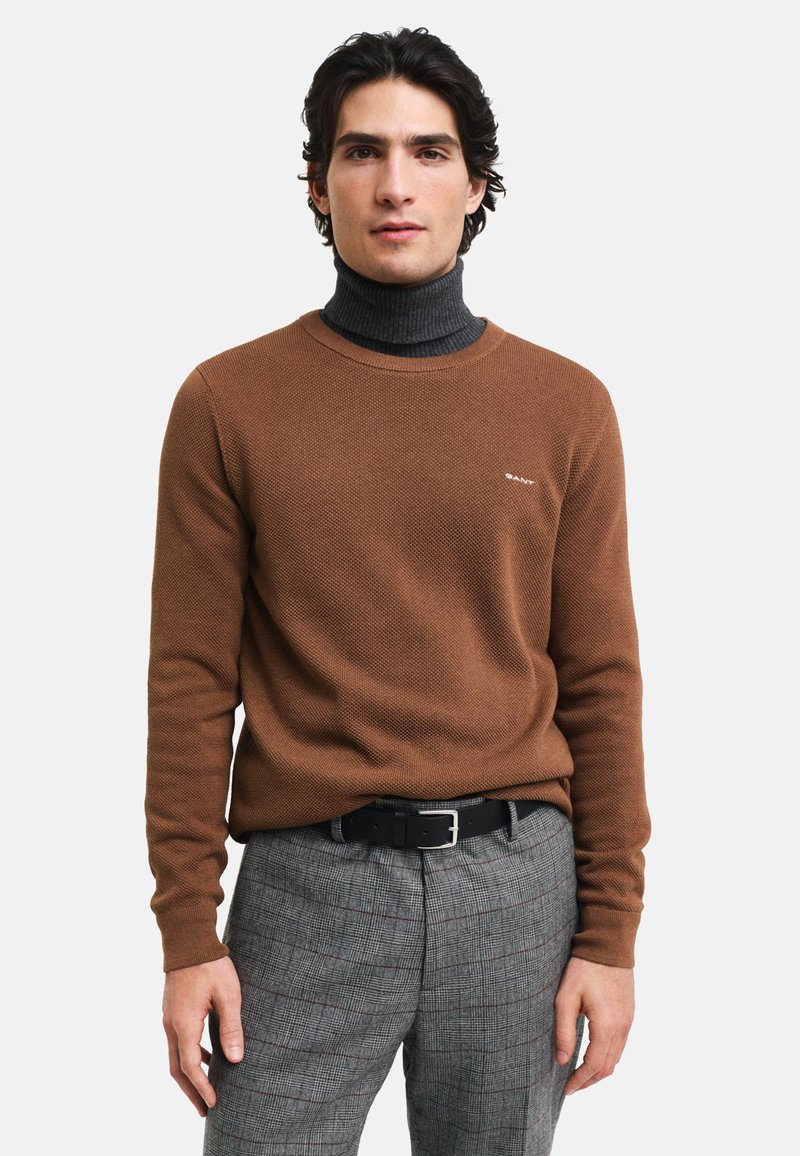 GANT C-NECK - Striktrøje - hazelnut melange