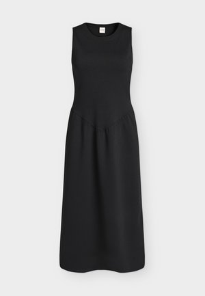 Calvin Klein, INTERLOCK CREW NECK FLARE MIDI - Robe en jersey - black