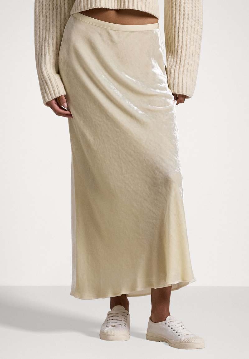 Polo Ralph Lauren BIAS-CUT VELVET MERMAID SKIRT - Puzdrová sukňa - cream