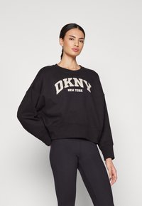 DKNY VARSITY PUFF LOGO SLEEVE - Sweatshirt - black/oat