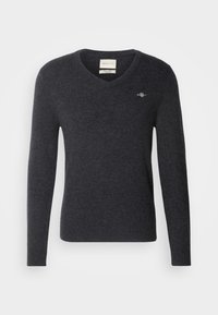 V NECK - Pulóver - dark charcoal melange