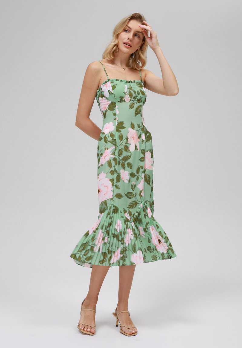 sage green and pink dress Gorgeous Beaded Sage Green Evening Dress with Cape Sleeves SS215 – Sharon  Said main image 1