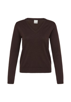 ICHI, IHLULS V-NECK LONG SLEEVE - Pullover - chocolate torte