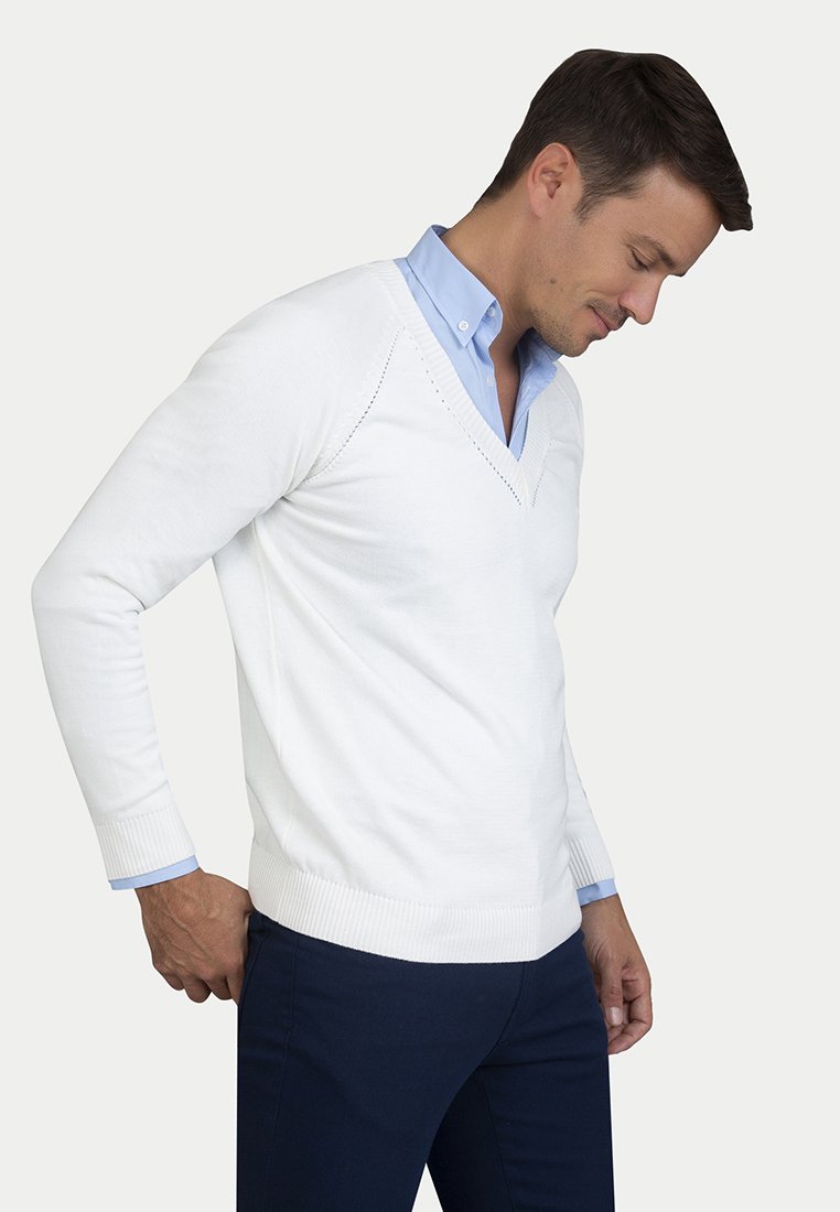Herren Strickjacken | Sir Raymond Tailor ARMA Strickpullover ecru/offwhite - LG72413 Herren Strickjacken | Sir Raymond Tailor ARMA Strickpullover ecru/offwhite - LG72413