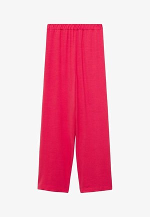 Pantaloni larghi e cropped di un brillante colore rosa. Realizzati in un tessuto morbido e liscio con una vita elastica per il massimo comfort. Senza motivi o accessori visibili.