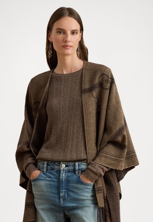 LOGO & BELTING-MOTIF JACQUARD RUANA - Mantella - camel/brown