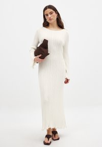 NA-KD ROUND NECK FRILL MAXI - Jumper dress - offwhite
