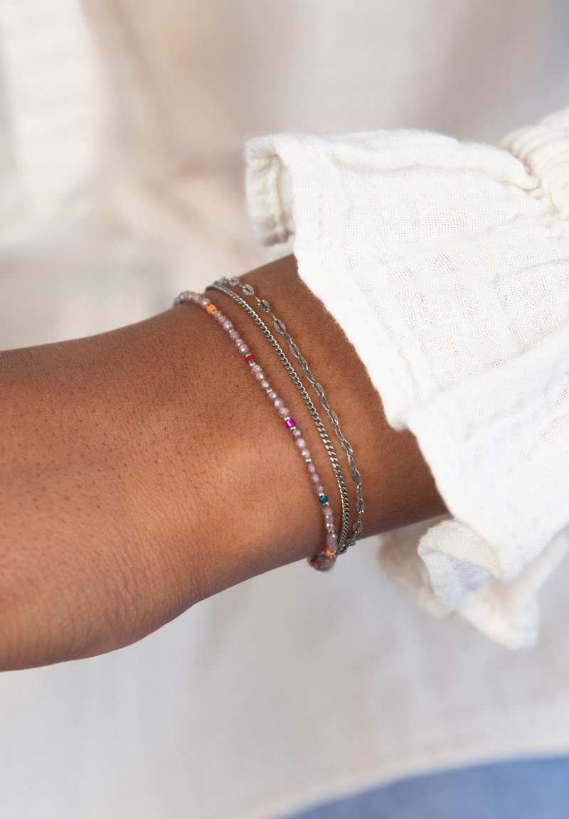 My Jewellery SUNROCKS TRIPLE BRACELET WITH TAUPE BEADS - Bracciale - silver coloured