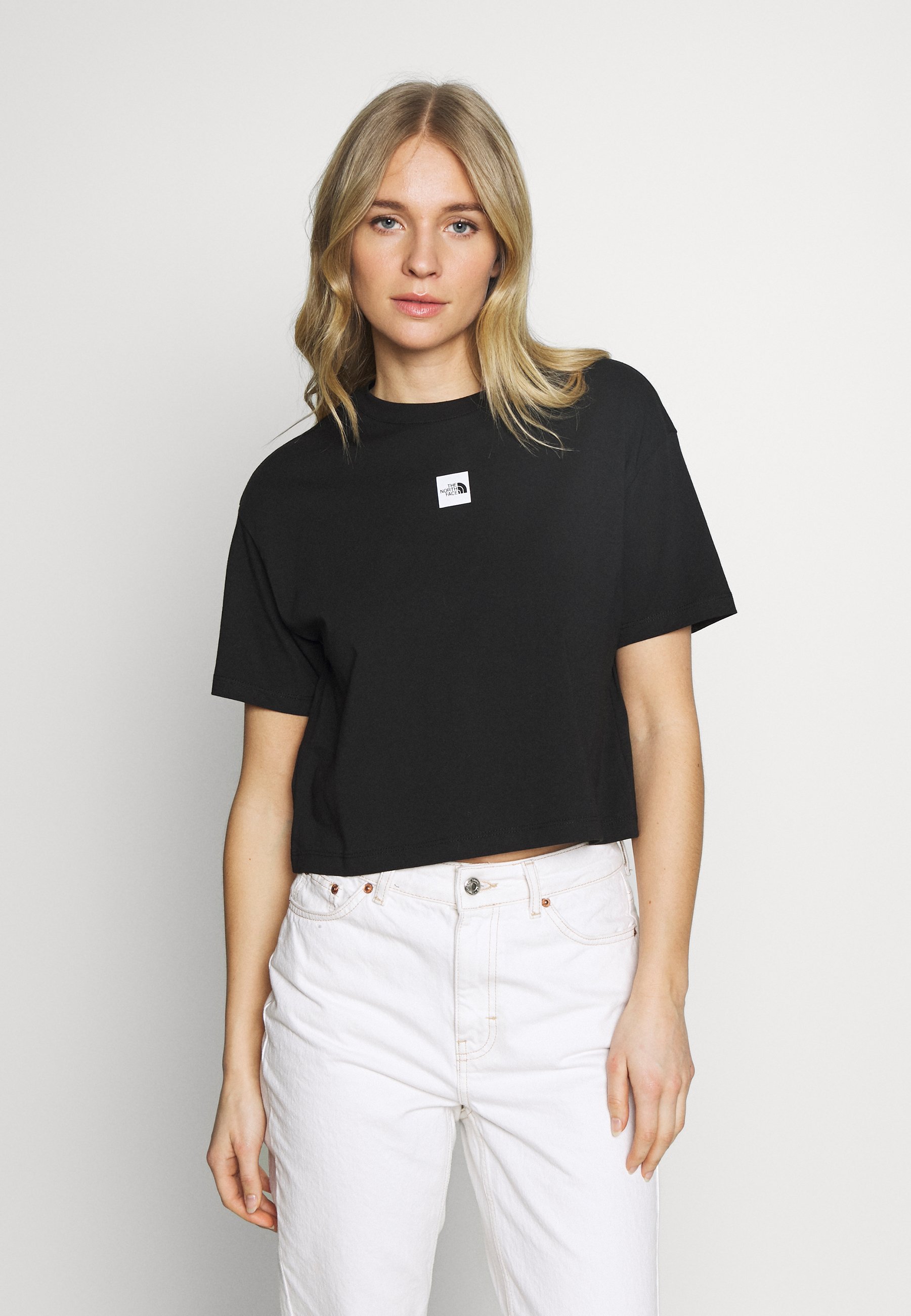 The North Face W Central Logo Crop Tee T Shirt Print Black White Zwart Zalando Nl