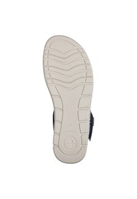 Suola di scarpa con motivo texturizzato e ondulato; gomma di colore chiaro con un bordo scuro. Presenta un logo circolare con una croce e un indicatore di taglia.