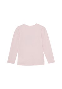 Långärmad rosa skjorta tillverkad av mjukt tyg, med rund hals och något puffärmar för extra form.