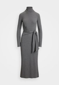 TIE-FRONT TURTLENECK DRESS - Kasdienė suknelė - onyx grey heather