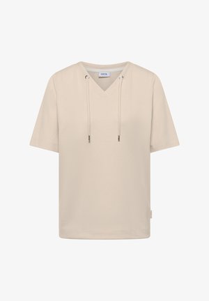 Cecil, T-SHIRT MIT V-NECK UND STREIFEN - T-shirt basic - pearl beige