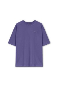 Purple cotton t-shirt with a crew neck and short sleeves, featuring a small white "kao." logo on the left chest area.