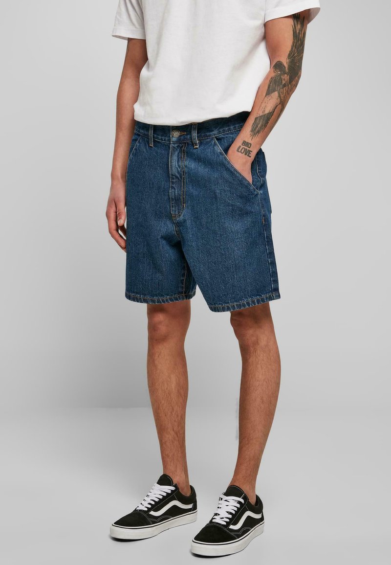 Urban Classics BERMUDA - Kratke hlače od trapera - mid indigo washed