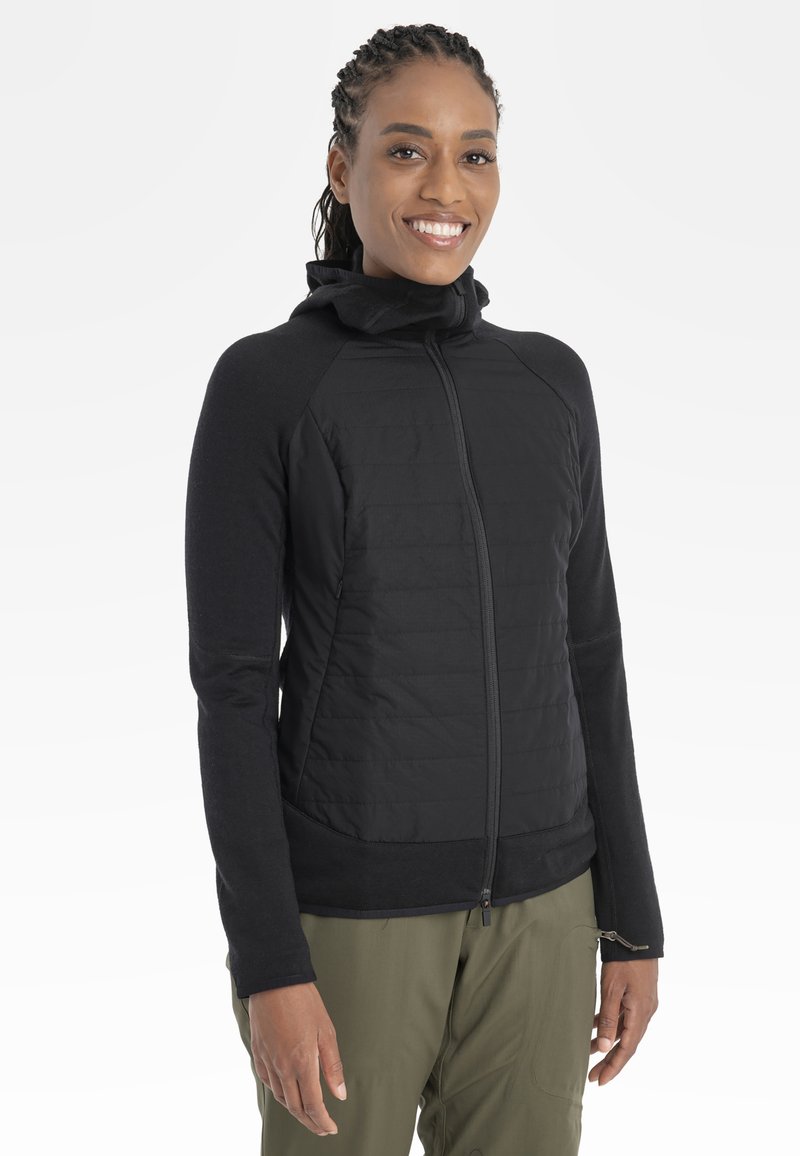 icebreaker - MERINO QUANTUM HYBRID ZIP HOODIE - Zip-up sweatshirt - BLACK, Enlarge