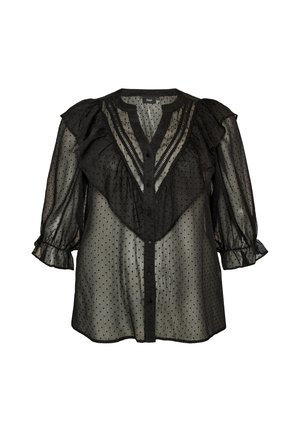 Zizzi, TRANSPARENTE HEMDBLUSE MIT PUNKTEN UND RÜSCHENDETAILS - Blúzka - schwarz