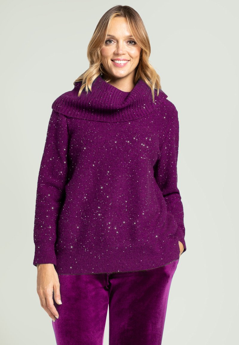 Luisa Viola FULL PAILLETTES CON COLLO STACCABILE - Strickpullover - viola