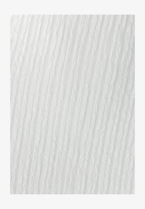 White textured fabric featuring vertical, wavy lines, creating a rippled effect. Lightweight and sheer with a soft finish.