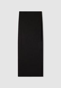 Gonna a matita nera realizzata in tessuto liscio, con un design aderente e una fessura laterale. Una silhouette minimalista senza motivi visibili o elementi metallici.