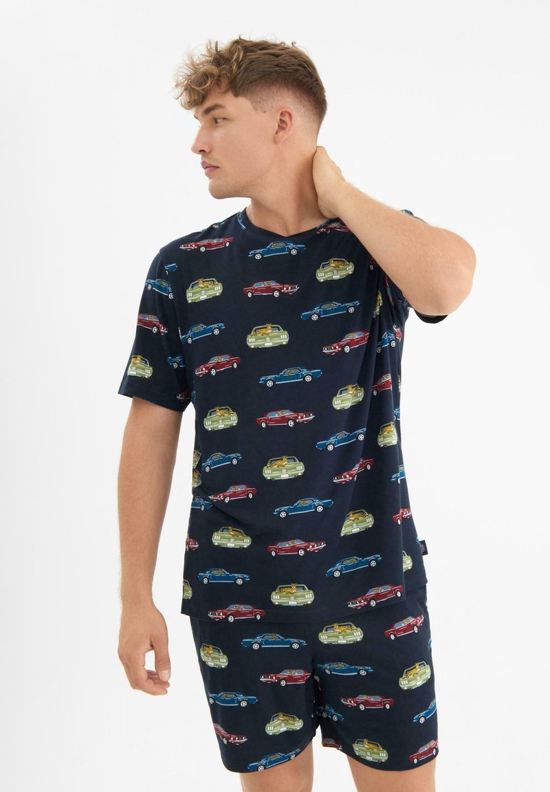 Chelsea Peers LEOPARDS IN CARS CREW SET - Pyjama - dark blue
