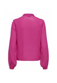 Langärmlige, leuchtend pinke Bluse mit strukturiertem Punkte-Muster, Punktkragen und geknöpften Manschetten. Glattes, leichtes Material.