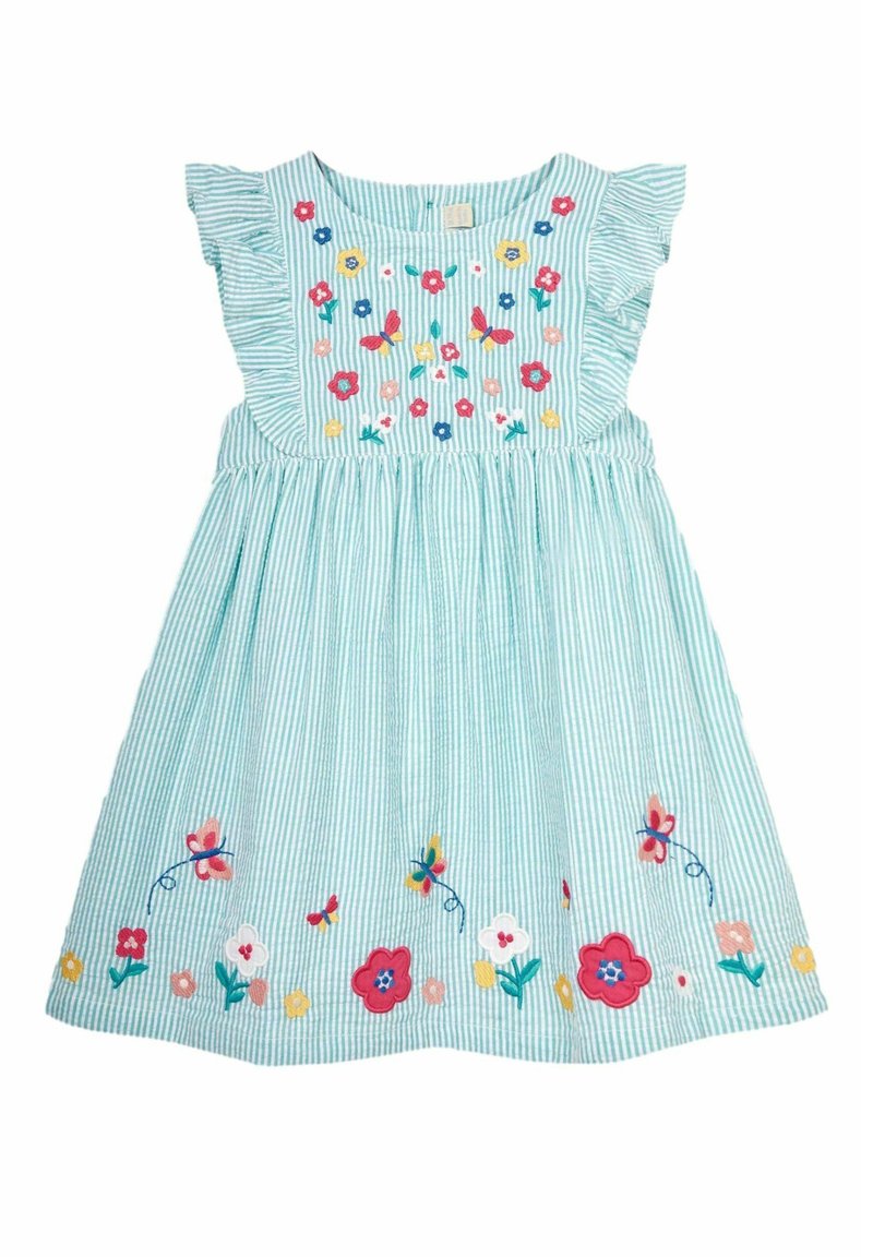 JoJo Maman Bébé - APPLIQUE PRETTY SUMMER REGULAR FIT - Jurk - duck egg blue, Vergroten