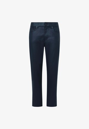 Námořnické cropped kalhoty s hladkou strukturou, vybavené předním zapínáním na knoflík a klasickým designem s pěti kapsami.