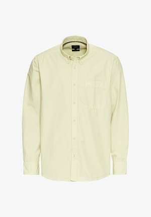 Langarm-Hemd aus leichtem Baumwollstoff in Hellgelb, mit einer Brusttasche und einem klassischen Kragen. Glatte Textur und normale Passform.