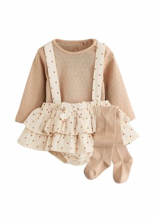 Next, BABY LONG SLEEVE BODYSUIT, BUBBLE SKIRT AND TIGHTS 3 PIECE SET - A-Linien-Rock - ecru brown spot