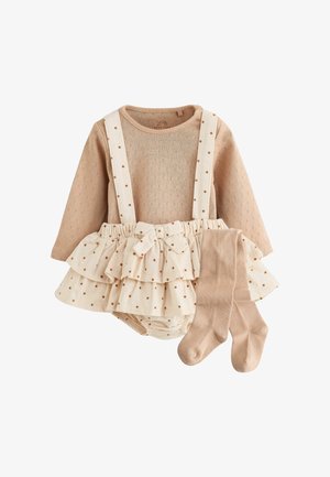 Next, BABY LONG SLEEVE BODYSUIT, BUBBLE SKIRT AND TIGHTS 3 PIECE SET - A-snit nederdel - ecru brown spot