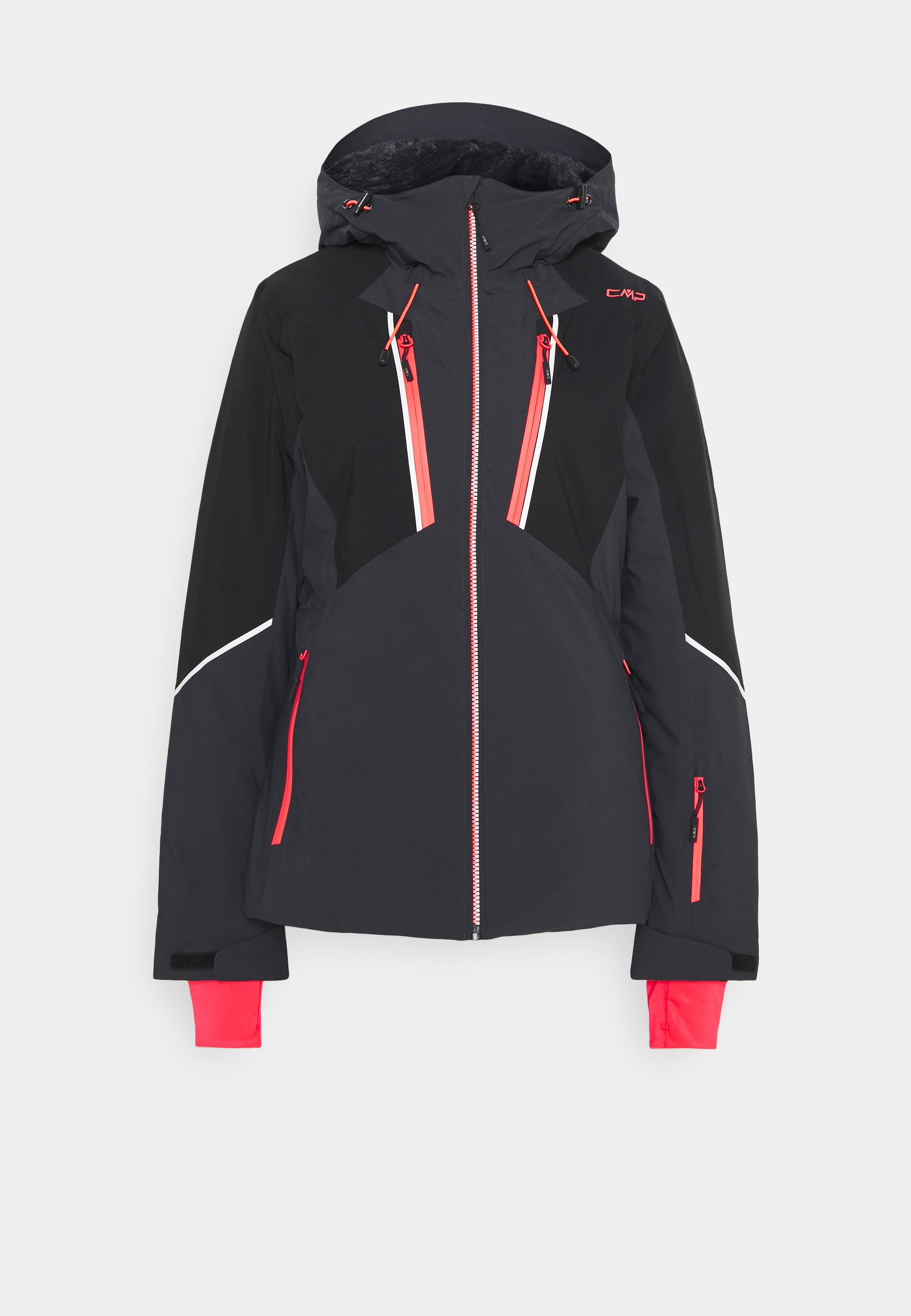 CMP WOMAN JACKET FIX HOOD Ski jas antraciteAntraciet CMP, Ski jacket fix hood photo print, ski jas, dames, print
