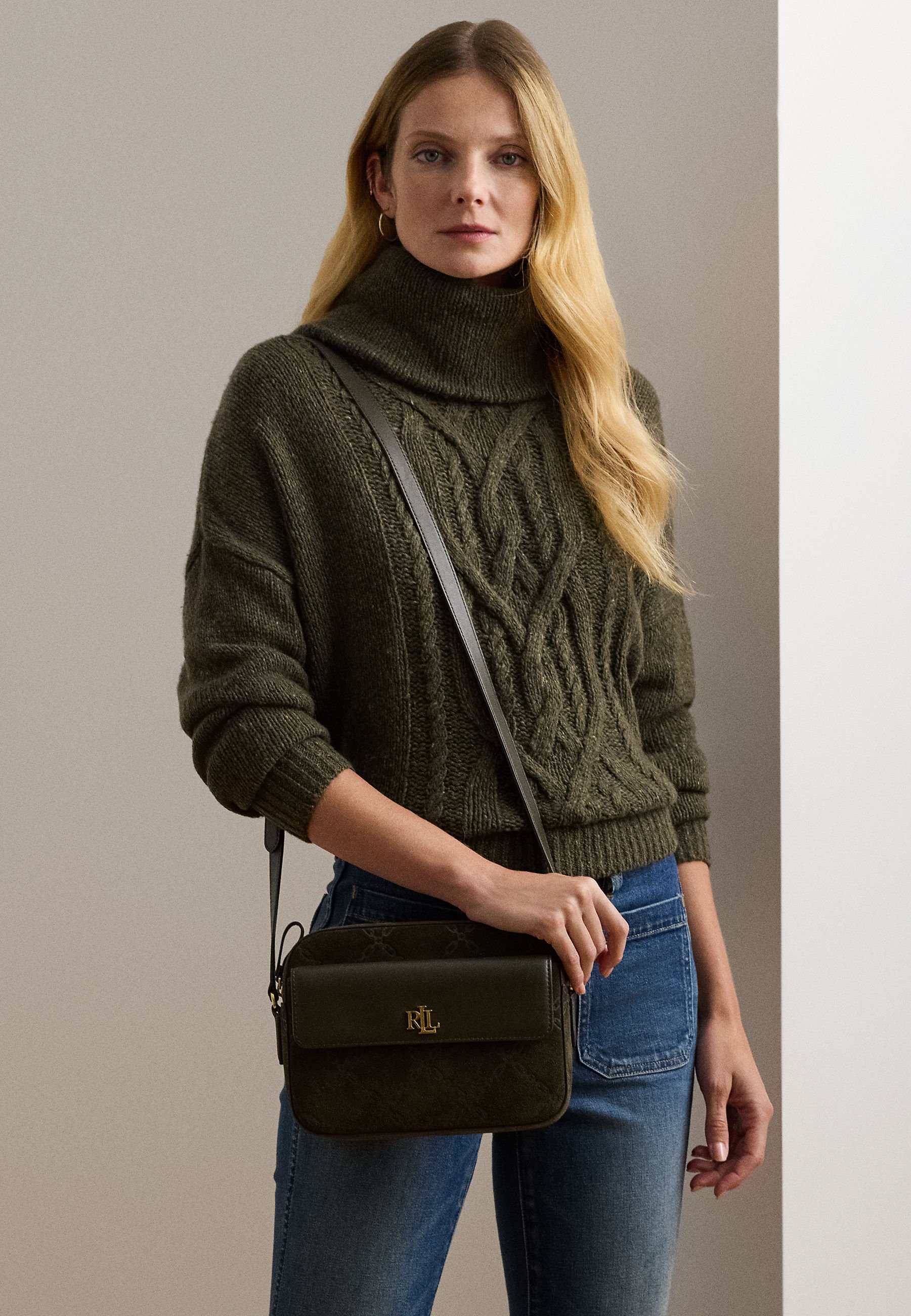 Lauren Ralph Lauren EMBOSSED SUEDE MEDIUM MARCY CAMERA BAG - Cross 