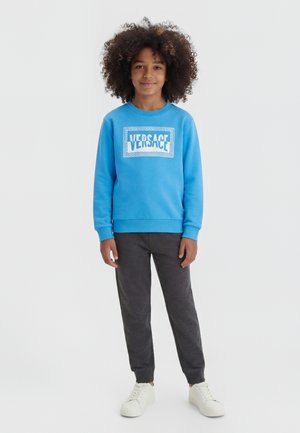 Versace FELPA CONTRAST LOGO UNISEX - Sweatshirt - blue/bianco